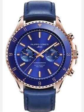 Filippo Loreti Venice Moon Phase Blue Gold Automatic new in box MSRP $260